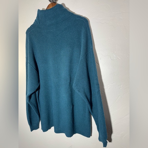 Free People Heavy Teal Women’s Cowl Neck Sweater Size Large - Picture 4 of 9